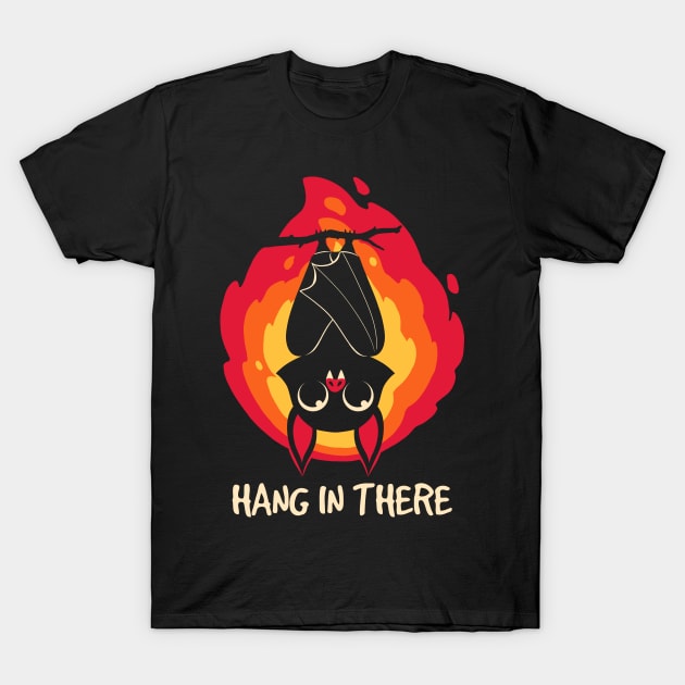 Hang In There Bat Halloween T-Shirt by Digital Magician